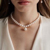 Pandantiv argint placat cu aur roz cu perlă naturală Edison și cristal DiAmanti MS25498GP_W-G